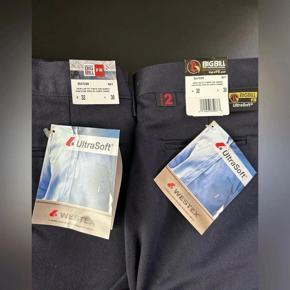 2 Pair‎ Big Bill Work Pants Women's 32 X 30 Ultra Soft FR Trim Line Fit Utility